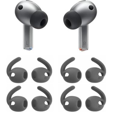 Imagem de ALXCD Ganchos esportivos compatíveis com fones de ouvido Galaxy Buds 3 Pro, 4 pares de pontas de gancho de silicone antiderrapantes esportivas, compatíveis com Galaxy Buds 3 Pro SM-630N, 4 pares cinza