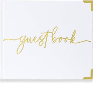 Imagem de Livro de convidados de casamento com cartão de sinal e adesivos de canto de foto, livro de visitas Polaroid para recepção de casamento ou livro de convidados de aniversário para festa, livro de