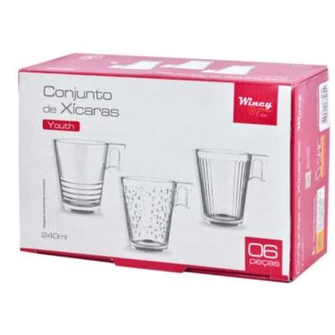 Imagem de Conjunto de Xícaras Youth, 240ml, 6 Peças, Design Moderno em Vidro