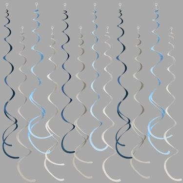 Imagem de pinkblume 36 Peças Decorações Suspensas Em Espiral Azul-Marinho Cinza Feltro Guirlanda De Teto Para Chá Bebê Casamento Aniversário Noivado Ahoy Achor Suprimentos Festa Formatura Náutica