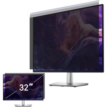 Imagem de Hoktods Filtro de tela de privacidade para computador suspenso de acrílico 81 cm, escudo de privacidade removível compatível com monitor widescreen 16:9, antirreflexo, tela de privacidade antiluz azul
