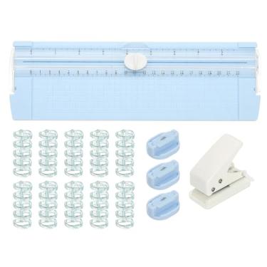 Imagem de PATIKIL Cortador de papel, cortador de papel deslizante A4 reto portátil com furador, lâmina de substituição e fichário para cartolina artesanal, cartão de etiqueta, álbum de recortes, azul