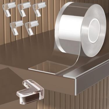 Imagem de KAIYUER 2 Pol X 16,4 Pés, Fita Protetora De Borda Transparente, Cobertura Para Bordas Afiadas Com 6 Cantos, Protetores Canto Macios À Prova Bebês, Protetor Móveis E Segurança Borda, Mesa Lareira