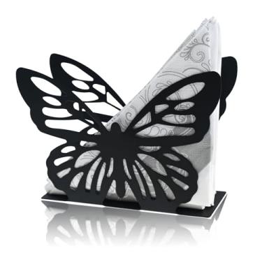 Imagem de Porta-guardanapos decorativos de borboleta, dispensador de guardanapos de papel em pé de metal para mesa de festa de casamento organizador de economia de espaço cozinha café bar loja restaurante sala