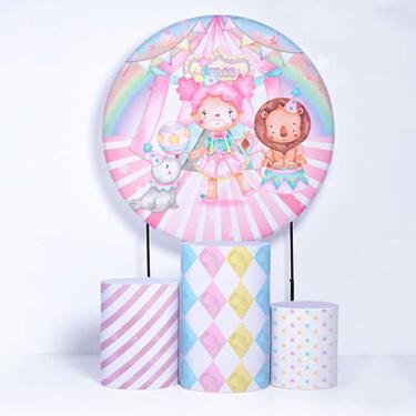 Imagem de Kit Painel de Festa Redondo e Trio de Cilindros Circo - Fera Print