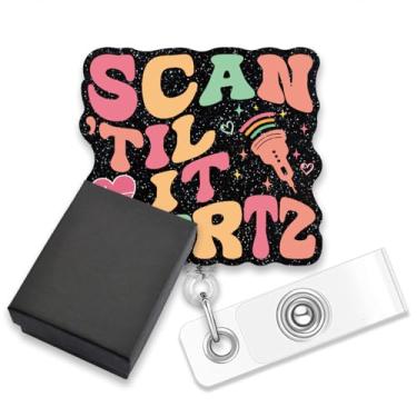 Imagem de AGMDESIGN Carretel retrátil Scan Till It Hertz Glitter Badge Reel, ultrassom Physics Badge Reel para ultrassom, ultrassonografista, estudante de medicina, radiologista, enfermeira, presentes de