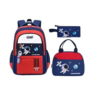 Imagem de MITOWERMI 3 peças de mochila infantil com lancheira, mochila escolar para meninos e meninas, conjunto de mochila para estudantes do ensino fundamental, Vermelho, 11.41 x 5.51 x 18.11 inches