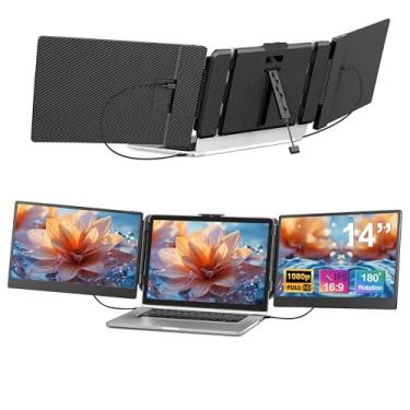 Imagem de Alecewey Extensor De Tela Para Laptop De 14 Polegadas, Acessório Para Monitor Triplo Portátil Fhd 1080P, Tela Extra Para Laptop De 13 A 17 Polegadas Com Windows Chrome E Mac
