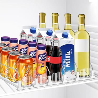 Imagem de Organizador de bebidas para geladeira, empurrador automático de 5 fileiras, dispensador de lata de refrigerante de largura ajustável para geladeira - comporta até 25 latas
