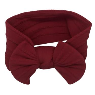 Imagem de Faixa de Cabelo com Laço para Bebê Recém-Nascido – Tecido Macio e Elástico, Acessório Infantil Confortável para Fotos, Passeios e Uso Diário (Vinho, Único)