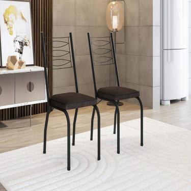 Imagem de Kit com Duas Cadeiras de Cozinha 262 Preto/Imbuia