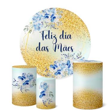 Imagem de Trio Capas Cilindro + Painel Redondo Sublimado 1,50m Dia Das Mães (K1MAE012)