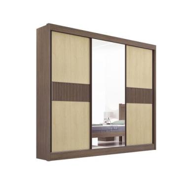 Imagem de Guarda Roupa Casal Cristal Mdf Ddoro CASTANHO COM NINHO RIPADO
