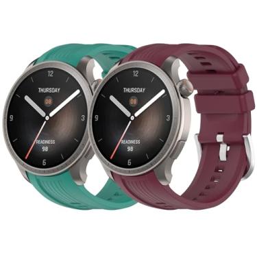 Imagem de Pulseiras de silicone esportivas ajustáveis para Amazfit Balance (A2286) (verde vermelho)