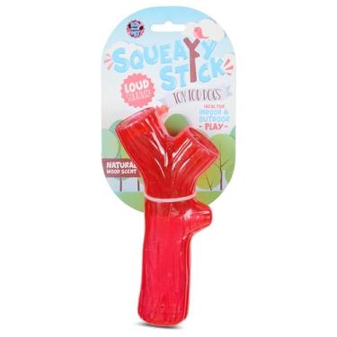 Imagem de Bow Wow Brinquedo para cães Squeaky Stick – Squeaky Stick com aroma de madeira realista, bastão de borracha termoplástica durável para cães de médio a grande porte, interativos e solitários