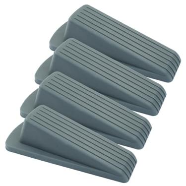 Imagem de Auvotuis 4 batentes de porta, cunha de borracha resistente para carpete, azulejo, pisos de madeira e concreto, protetores de lacuna empilháveis antiderrapantes com proteção de segurança (cinza)