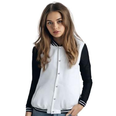 Imagem de Jaqueta Colegial Moletom Feminina Lisa com Bolsos