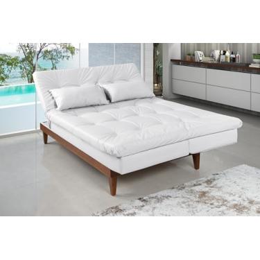 Imagem de Sofá Cama Versátil Reclinável 3 Lugares 5 Posições Casal Premium Madero Corino Casa Imperial (BRANCO 036)