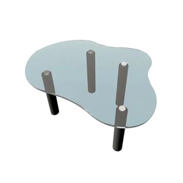 Imagem de Mesa de Centro Nordic bay janela pequena mesa em forma de nuvem mesa de café vidro temperado tatami mesa baixa simples janela peitoril Mesa de Chá(Gray)