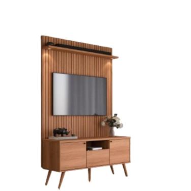 Imagem de Rack Movelove 2 Portas e 1 Gaveta com Painel Led Efeito Ripado para TV 70 Polegadas River 136cm