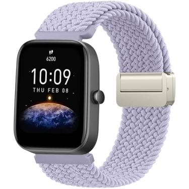 Imagem de Meliya Pulseiras de nylon trançado compatíveis com Amazfit Active 2 1/GTR mini/GTS 2 2e 3 4/GTS 2 4 mini, pulseiras de reposição elásticas macias de 20 mm para Amazfit Bip 3/3 Pro/U/U Pro/S/S Lite