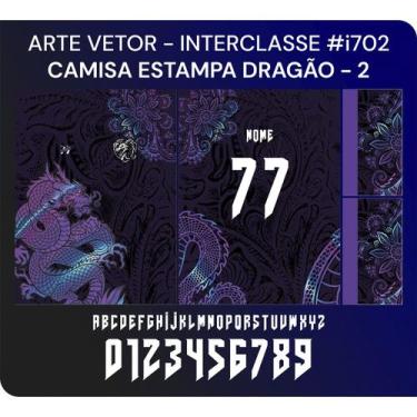 Imagem de Arte Vetor Camisa Interclasse Estampa Dragão Lilás - 77 Esportes