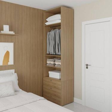 Imagem de Guarda-roupa 2 Módulos 3 Prateleiras 3 Gavetas Frame Cabecasa madeiramadeira Acácia