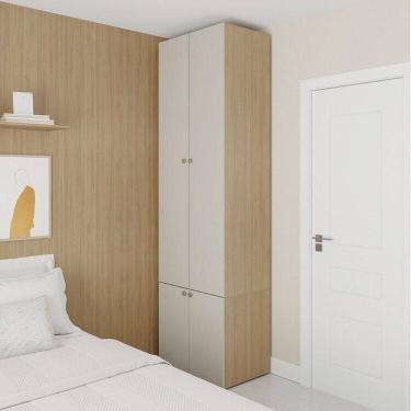 Imagem de Guarda-roupa 2 Módulos 4 Portas 3 Prateleiras Frame Cabecasa madeiramadeira Acácia/Arenas