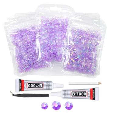 Imagem de qiipii Strass De Resina Roxo Claro Com Cola B7000 Para Joias Artesanato Deslumbrante 3 Mm 4 5 Pedras Gelatina Lisas Violetas Aço Inoxidável 10-Aço 20 Diamantes Cristais Preciosas Unhas Maquiagem Fac