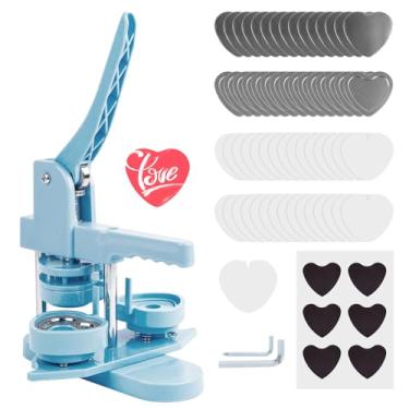 Imagem de Happizza Máquina Para Fazer Botões De Ímã Geladeira Em Formato Coração, Kit Prensa Alfinetes Com 100 Conjuntos Suprimentos Ímãs Diy