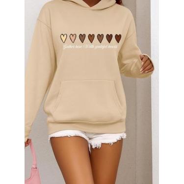 Imagem de Moletom Feminino Blusa de Frio Corações Lançamento Methodic, Bege, G, 