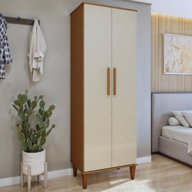 Imagem de Armário Multiuso Aurora 2 Portas 5 Prateleiras Natural/Off White - Kaiki Móveis