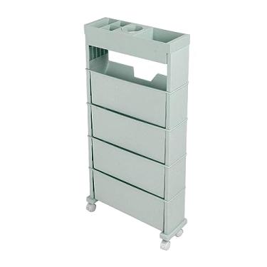 Imagem de Rolling Bookshelf, 5 Camadas Rolling Utility Cart Cart MOVILL Storage Prateleiras de Livros Móveis Estantes Pequenas Prateleiras para Estudo Em Casa Sala de Aula de Sala de Estar, 30.9x4.7x15.6in