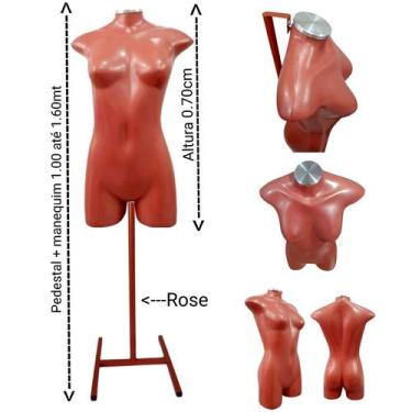 Imagem de Manequim feminino adulto (Meio corpo jô N.36) Rose com tampa prata + p