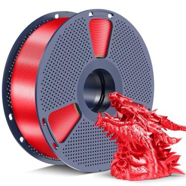 Imagem de SUNLU Silk PLA+ Filamento 1,75 mm 2025 carretel de atualização compatível com filamento de refil Bambulab, filamento de impressora PLA 3D de 1 kg, precisão dimensional de 1,75 mm +/- 0,02 mm, vermelho