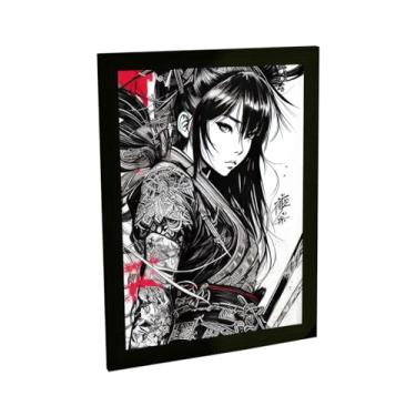 Imagem de Quadro Decorativo Anime Gueixa Samurai Tattoo Ilustração Decoração Poster Quarto Sala