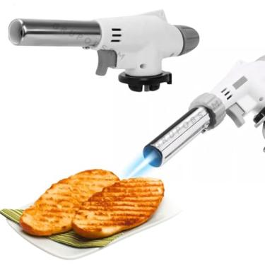 Imagem de Maçarico Culinário Portátil Profissional com Regulagem e Acendimento Automático Recarregável Controle Manual de Chama