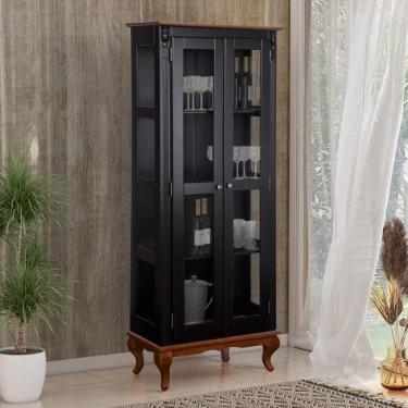 Imagem de Cristaleira 2 Portas Vidro Madeira Versalhes Preto