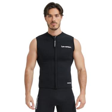 Imagem de Lemorecn Roupa de mergulho masculina top premium neoprene 3 mm zíper colete de mergulho (2095black-G)