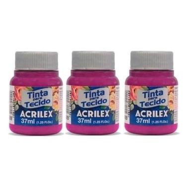 Imagem de Tinta Para Tecido Fosca Acrilex 37ml 3 Unidades Artesanato Fixação Frio Alta Cobertura – Fixação a Frio e Alta Cobertura Com Acabamento Fosco, Este Kit É A Escolha Perfeita Para Quem Busca Qualidade (Magenta 549)