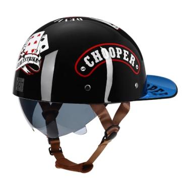 Imagem de Woljay Capacete De Motocicleta Vintage Retrô Aberto, Boné Beisebol, Meio Com Lente Retrátil Para Homens E Mulheres, Ciclomotor, Jet Scooter, Street Cruiser - Certificado Dot (Witch, Extra Grande)