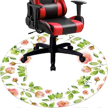 Imagem de Tapete de cadeira de escritório com flores, textura de flor, tapete de cadeira de mesa para piso de madeira de escritório em casa, protetor de piso de pilha baixa, redondo 78,7 cm