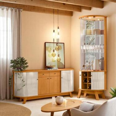 Imagem de Conjunto Verona c/ Cristaleira Nina Cinamomo/Off-White - Mobiliar Home