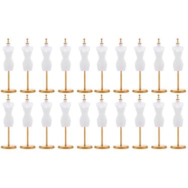 Imagem de EXCEART 20 Peças De Suporte Para Modelo Vestido, Manequim, Boneca, Bonecas Da Moda, Miniaturas, Roupas Menina, Suportes Exibição Roupas, Decorações Plástico Branco