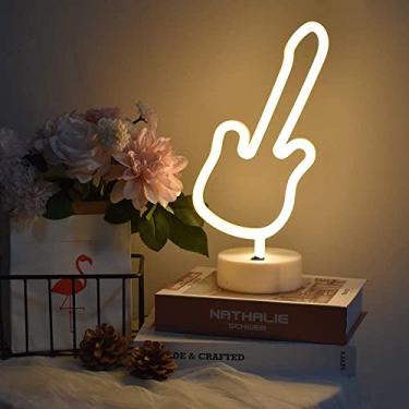 Imagem de AQY Placa de neon, luz noturna de néon LED, operada por USB, sinais de néon para decoração de festa de casamento no quarto (guitarra)
