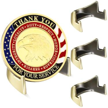 Imagem de Yaocom Suporte de exibição de moedas de metal de 4 peças de 4,69 cm para colecionadores de veteranos, serve para moedas de 5 cm ou mais, relógios de bolso e medalhas (Bronze)