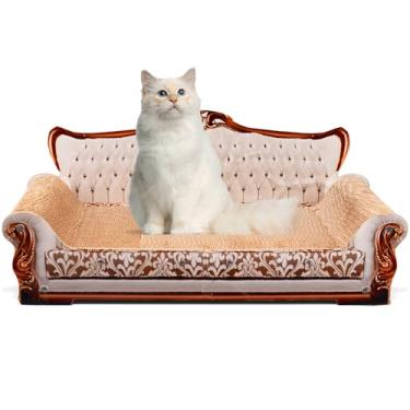 Imagem de COOZMENT Sofá arranhador, papelão grosso em forma de sofá, espreguiçadeira para descanso e brincadeiras internas, almofada para arranhar sofá (prata, 70 cm C x 31,5 cm L x 30 cm A)