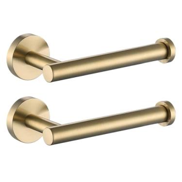 Imagem de Suporte para papel higiênico dourado escovado, acessórios de banheiro, aço inoxidável 304, moderno, suporte para rolo de papel de seda (pacote com 2)