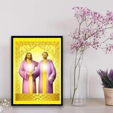 Imagem de Quadro Saint Germain E Jesus Cristo 33X24Cm Vidro Preta - Quadros On-L