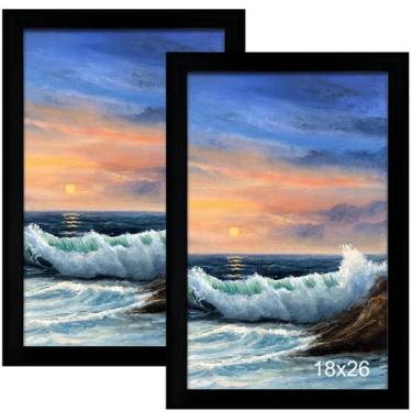Imagem de Porta-retratos LUCKYLIFE 18x26cm em MDF preto, pacote com 2